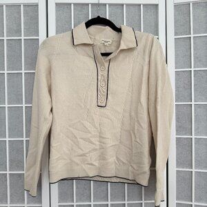 Max Studio - Cream Polo Sweater with Black Trim - Size S